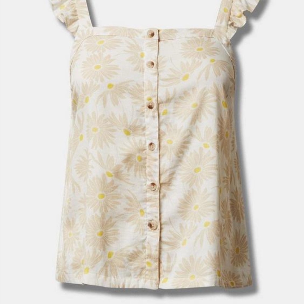 TORRID TANK BLOUSE Double Gauze Ruffle Button Front Daisy Ruffle NWT  L (12)